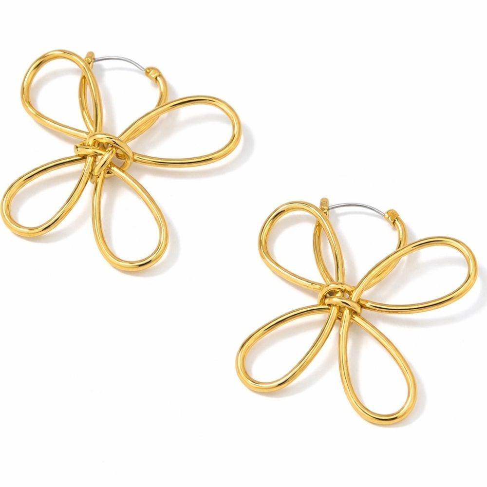 Gold Flower Wire Earrings (9018)